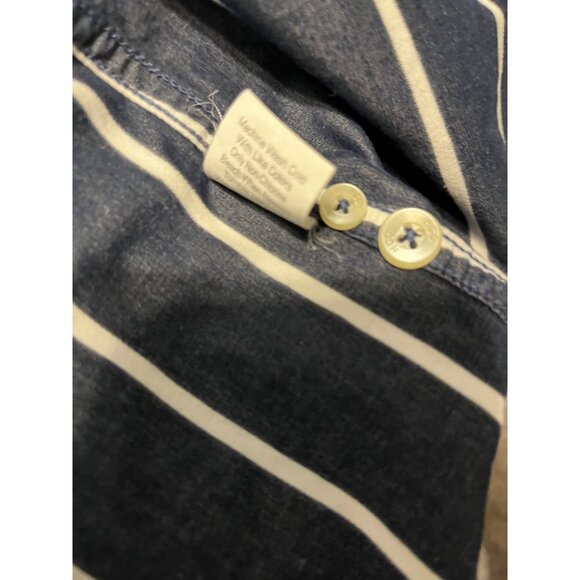 Mens Hollister Navy & White Striped Long Sleeve Button-Up Shirt Small 100% Cotto - Picture 4 of 5